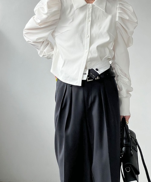 ブラウス シャツ 「YOUYILIN」2wayスリットスリーブ シャツジャケット CHYOUW25s017 レディース メンズ YOUYILIN】2wayスリットスリーブ シャツジャケット CHYOUW25s017