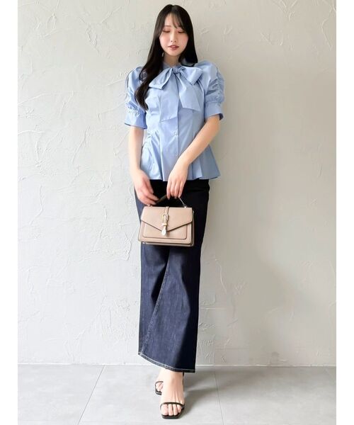 【SALE】　dazzlin ペプラムタックボウタイブラウス　0225304003 ペプラムタックボウタイブラウス[品番：MKSW0064008]｜dazzlin