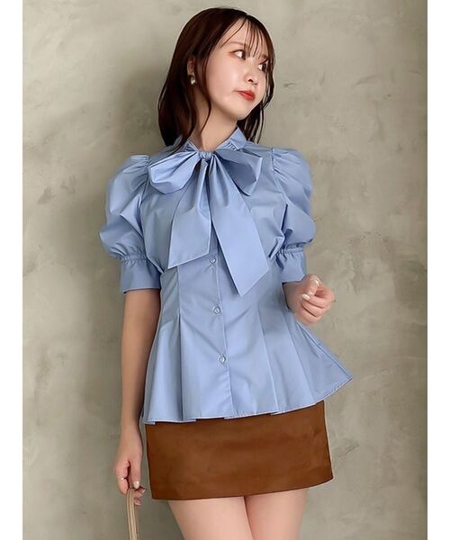 dazzlin（ダズリン）の「ペプラムタックボウタイブラウス（シャツ/ブラウス・レディース・オフホワイト/ブルー/ピンク/イエロー/その他1・FREE）」の9枚目の写真