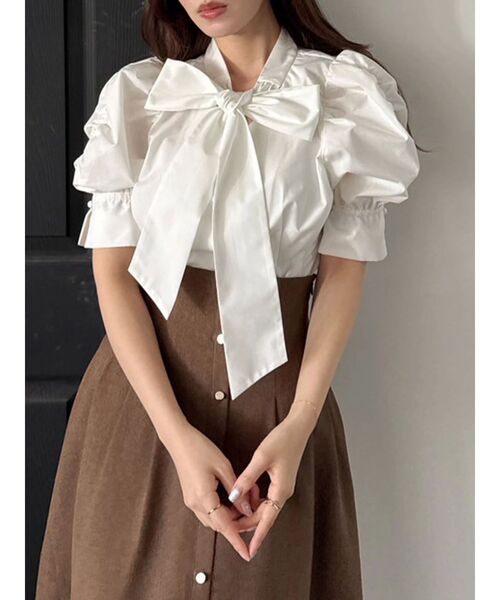 dazzlin（ダズリン）の「ペプラムタックボウタイブラウス（シャツ/ブラウス・レディース・オフホワイト/ブルー/ピンク/イエロー/その他1・FREE）」の12枚目の写真