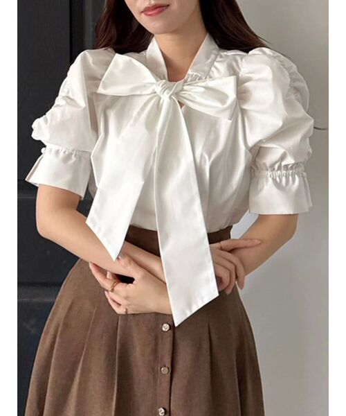 dazzlin（ダズリン）の「ペプラムタックボウタイブラウス（シャツ/ブラウス・レディース・オフホワイト/ブルー/ピンク/イエロー/その他1・FREE）」の13枚目の写真