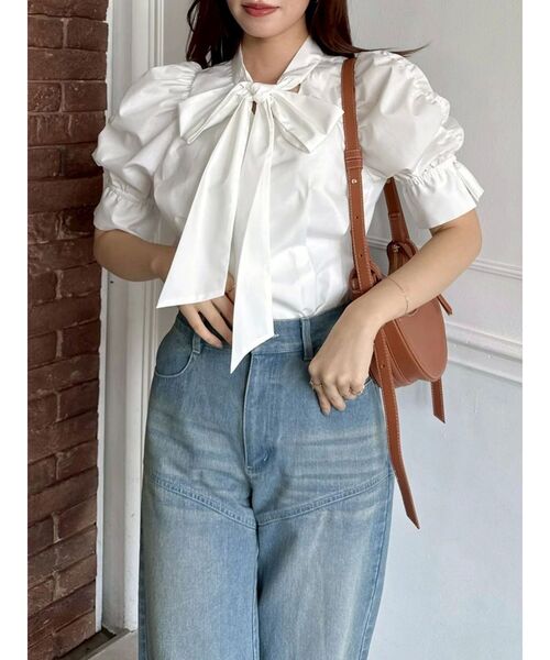 dazzlin（ダズリン）の「ペプラムタックボウタイブラウス（シャツ/ブラウス・レディース・オフホワイト/ブルー/ピンク/イエロー/その他1・FREE）」の15枚目の写真