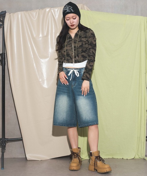 dispark（ディスパーク）の「DISPARK/ブラストデニムハーフパンツ（デニムパンツ・レディース・ライトインディゴブルー/インディゴブルー/ブラック・MEDIUM/LARGE）」の10枚目の写真