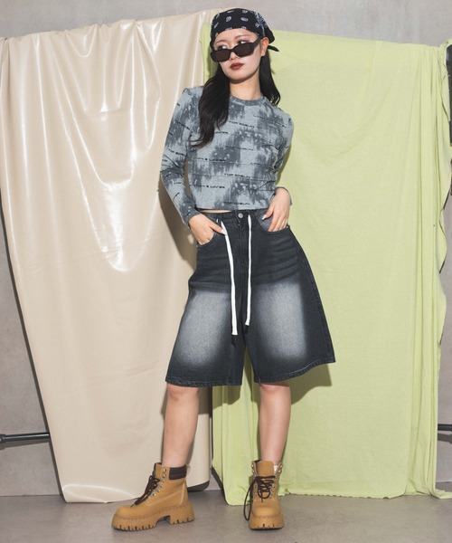 dispark（ディスパーク）の「DISPARK/ブラストデニムハーフパンツ（デニムパンツ・レディース・ライトインディゴブルー/インディゴブルー/ブラック・MEDIUM/LARGE）」の11枚目の写真