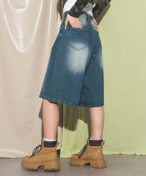 dispark（ディスパーク）の「DISPARK/ブラストデニムハーフパンツ（デニムパンツ・レディース・ライトインディゴブルー/インディゴブルー/ブラック・MEDIUM/LARGE）」の6枚目の写真