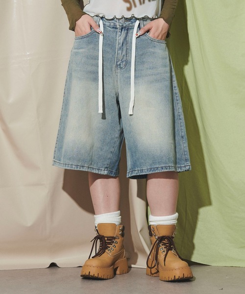 dispark（ディスパーク）の「DISPARK/ブラストデニムハーフパンツ（デニムパンツ・レディース・ライトインディゴブルー/インディゴブルー/ブラック・MEDIUM/LARGE）」の19枚目の写真