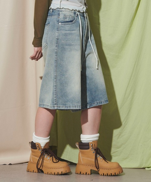 dispark（ディスパーク）の「DISPARK/ブラストデニムハーフパンツ（デニムパンツ・レディース・ライトインディゴブルー/インディゴブルー/ブラック・MEDIUM/LARGE）」の21枚目の写真