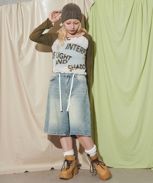 dispark（ディスパーク）の「DISPARK/ブラストデニムハーフパンツ（デニムパンツ・レディース・ライトインディゴブルー/インディゴブルー/ブラック・MEDIUM/LARGE）」の18枚目の写真