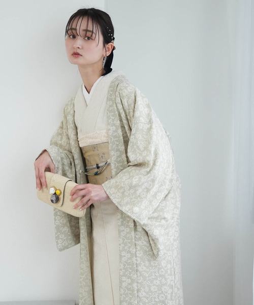 utatane（ウタタネ）の「羽織 レース ニコアンティーク モザイクフラワー ピスタチオ 日本製（着物・レディース・ライトグリーン・FREE）」の4枚目の写真