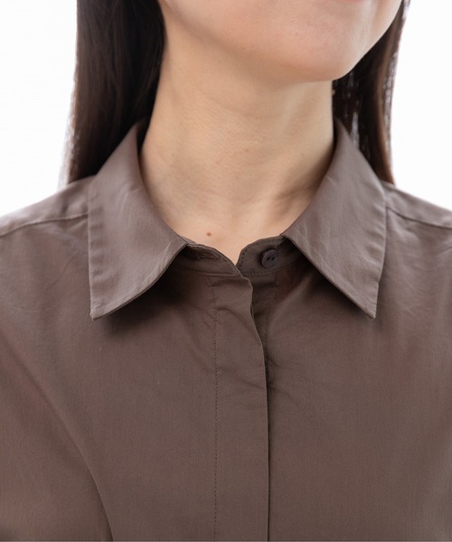 PREFERIR（プレフェリール）の「シャツワンピース長袖/バックリボン/M..Lツーサイズ（シャツワンピース・レディース・ブラウン/グリーン/ネイビー・MEDIUM/LARGE）」の10枚目の写真