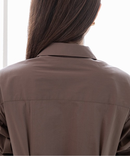 PREFERIR（プレフェリール）の「シャツワンピース長袖/バックリボン/M..Lツーサイズ（シャツワンピース・レディース・ブラウン/グリーン/ネイビー・MEDIUM/LARGE）」の11枚目の写真