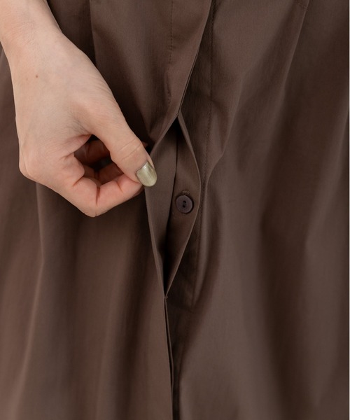 PREFERIR（プレフェリール）の「シャツワンピース長袖/バックリボン/M..Lツーサイズ（シャツワンピース・レディース・ブラウン/グリーン/ネイビー・MEDIUM/LARGE）」の13枚目の写真