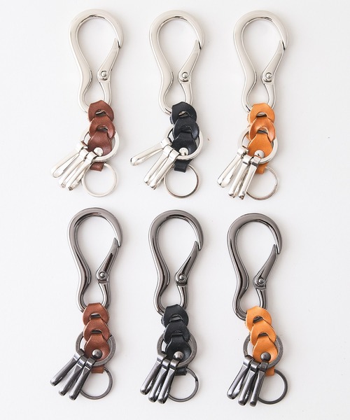 セール】栃木レザー 編みベルト付き ダルマカラビナ キーホルダー 日本