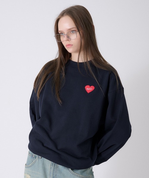ONCILY(オンシェリー)の「HEART LOGO DRAW CODE SWEAT / ハートロゴドローコードスウェット(スウェット・メンズ・杢グレー/ブラック/ネイビー・SMALL/MEDIUM/LARGE)」の12枚目の写真