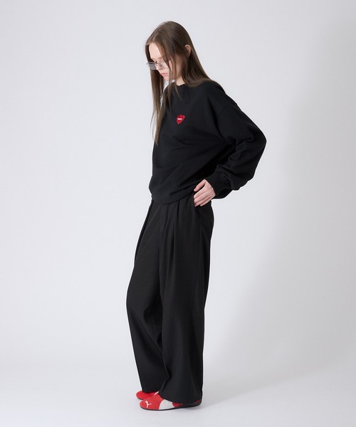 ONCILY(オンシェリー)の「HEART LOGO DRAW CODE SWEAT / ハートロゴドローコードスウェット(スウェット・メンズ・杢グレー/ブラック/ネイビー・SMALL/MEDIUM/LARGE)」の8枚目の写真