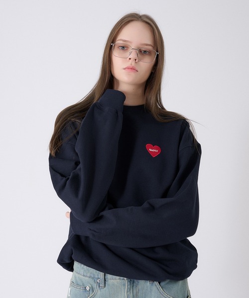 ONCILY(オンシェリー)の「HEART LOGO DRAW CODE SWEAT / ハートロゴドローコードスウェット(スウェット・メンズ・杢グレー/ブラック/ネイビー・SMALL/MEDIUM/LARGE)」の11枚目の写真