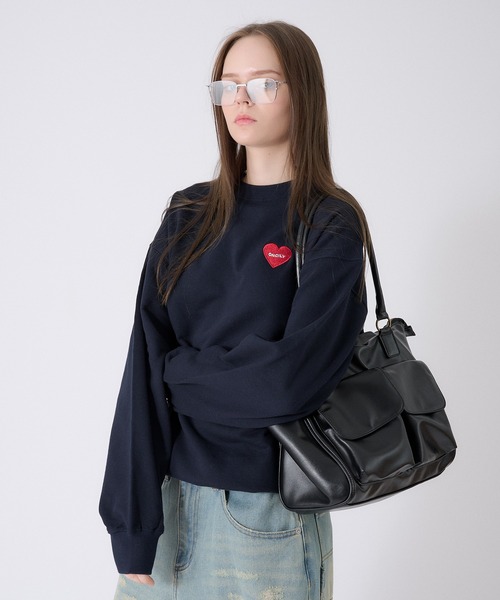ONCILY(オンシェリー)の「HEART LOGO DRAW CODE SWEAT / ハートロゴドローコードスウェット(スウェット・メンズ・杢グレー/ブラック/ネイビー・SMALL/MEDIUM/LARGE)」の14枚目の写真