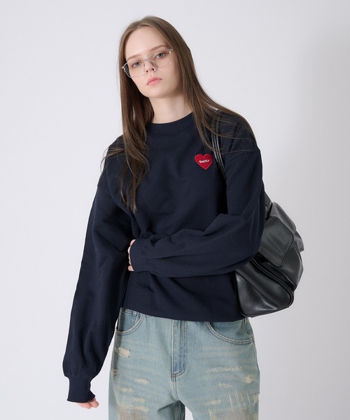 ONCILY(オンシェリー)の「HEART LOGO DRAW CODE SWEAT / ハートロゴドローコードスウェット(スウェット・メンズ・杢グレー/ブラック/ネイビー・SMALL/MEDIUM/LARGE)」の15枚目の写真