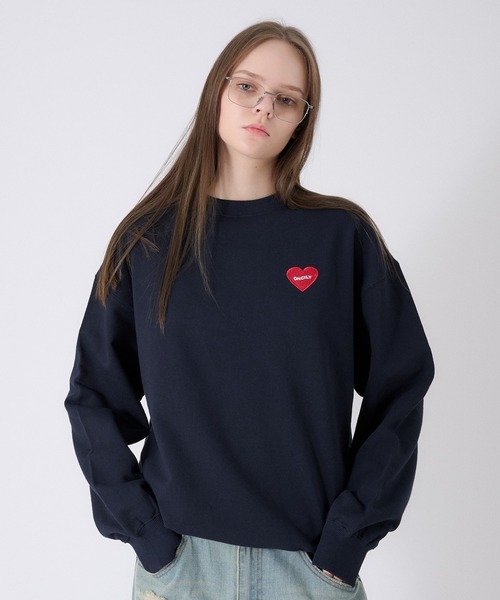 ONCILY(オンシェリー)の「HEART LOGO DRAW CODE SWEAT / ハートロゴドローコードスウェット(スウェット・メンズ・杢グレー/ブラック/ネイビー・SMALL/MEDIUM/LARGE)」の10枚目の写真