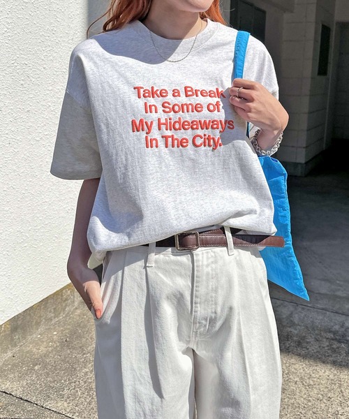 立体ロゴプリントオーバーサイズ半袖Tシャツ