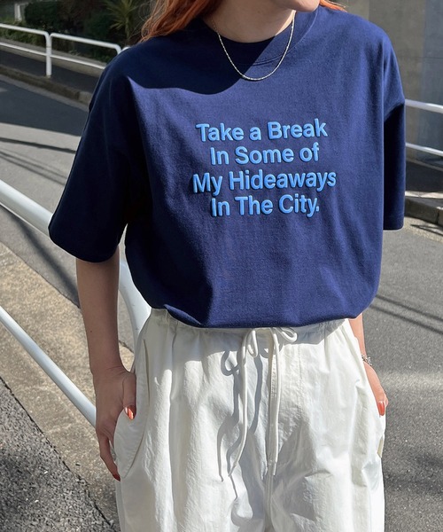 立体ロゴプリントオーバーサイズ半袖Tシャツ