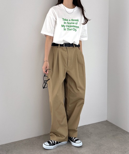 ANME(アンメ)の「【新色・新サイズ追加】立体ロゴプリントオーバーサイズ半袖Tシャツ(Tシャツ/カットソー・レディース・オートミール/ネイビー/サックスブルー/オフホワイト/ピンク/ホワイト×ブルー/キナリ・XL/L/XXL/M/S)」の12枚目の写真