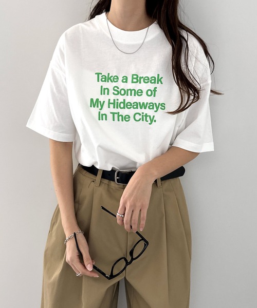 ANME(アンメ)の「【新色・新サイズ追加】立体ロゴプリントオーバーサイズ半袖Tシャツ(Tシャツ/カットソー・レディース・オートミール/ネイビー/サックスブルー/オフホワイト/ピンク/ホワイト×ブルー/キナリ・XL/L/XXL/M/S)」の13枚目の写真