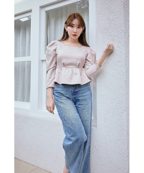 Volume Sleeve Jacquard Top（Tシャツ/カットソー）｜Her lip to（ハー