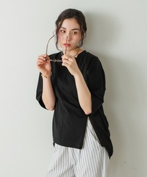 Wシルケットアシンメジッププルオーバー