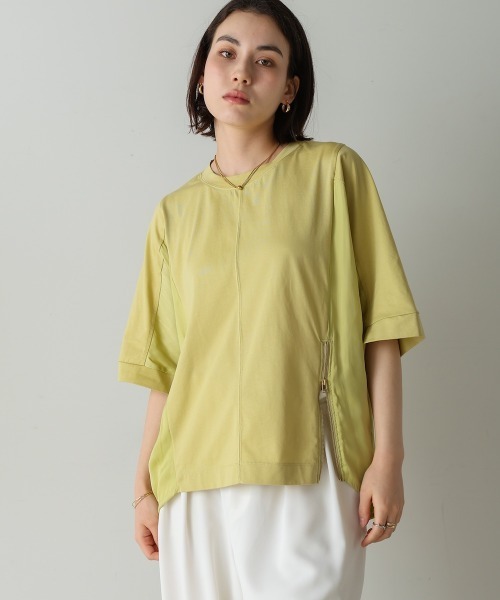 Bou Jeloud(ブージュルード)の「Wシルケットアシンメジッププルオーバー(Tシャツ/カットソー・レディース・ライム/グレー/ブラック・FREE)」の8枚目の写真