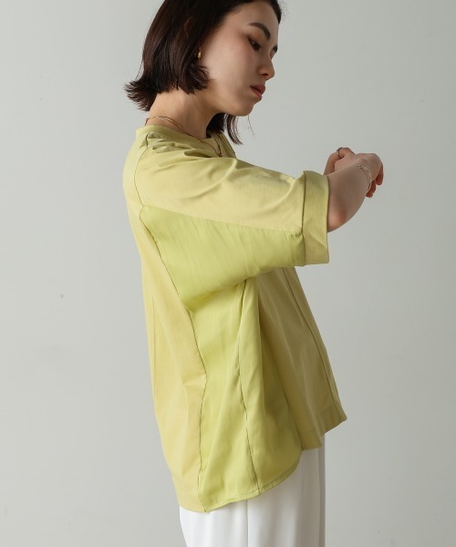 Bou Jeloud(ブージュルード)の「Wシルケットアシンメジッププルオーバー(Tシャツ/カットソー・レディース・ライム/グレー/ブラック・FREE)」の9枚目の写真