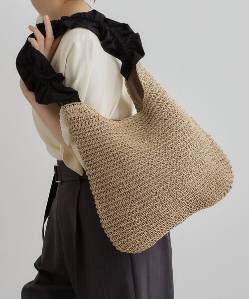 grove（グローブ）の「◆フリルギャザーペーパーワンショルダー（ショルダーバッグ・レディース・ライトベージュ/ダークグレー/ブラック・00）」の2枚目の写真