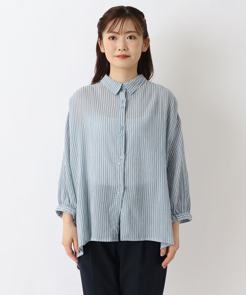one'sterrace(ワンズテラス)の「コットンワッシャーブラウス(シャツ/ブラウス・レディース・アイボリー系8/ブラック系8/ブルー系その他7・02)」の5枚目の写真