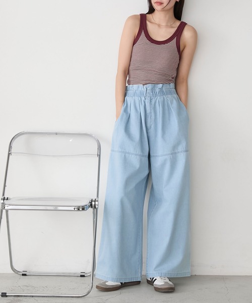 forksy.（フォルクシー）の「【forksy.】ウエストタックギャザー ライトオンス デニムワイドパンツ（デニムパンツ・レディース・ライトブルー/ブラック/ブルー・M/L）」の21枚目の写真
