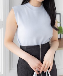 CLEAR BASIC | ミラノリブノースリーブニットトップス [着回し力抜群 オフィスカジュアル 色展開あり]≪SS新作≫(ニット/セーター)