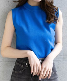 CLEAR BASIC | ミラノリブノースリーブニットトップス [着回し力抜群 オフィスカジュアル 色展開あり]≪SS新作≫(ニット/セーター)