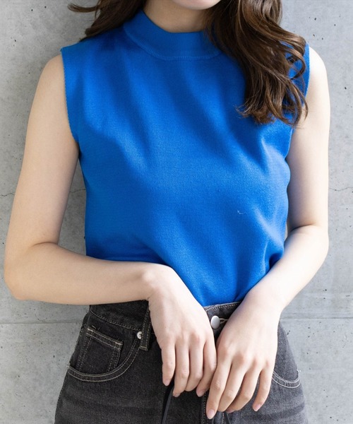 CLEAR BASIC（クリアベーシック）の「ミラノリブノースリーブニットトップス [着回し力抜群 オフィスカジュアル]≪SS新作≫（ニット/セーター・レディース・ピンク/レモンイエロー/ブルー/オフホワイト/ブラック/グレー系その他/グレー/ブラウン/ボルドー・F）」の6枚目の写真