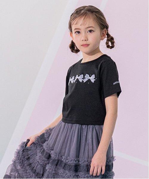 セール】リボン刺しゅう短丈Tシャツ（Tシャツ/カットソー