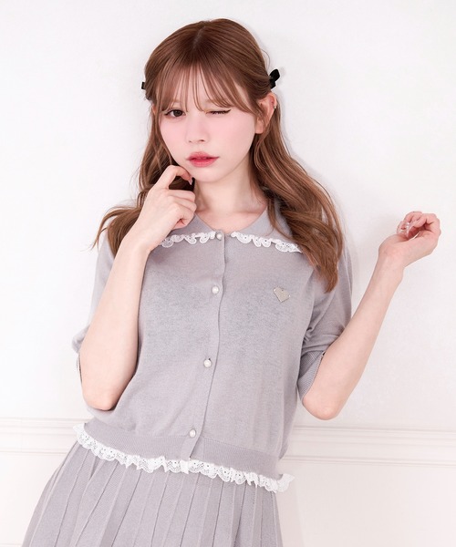 クレージュ　カーディガン　半袖　セットアップ セール】【新色追加/セットアップ対応/前後2WAY】シャギー半袖