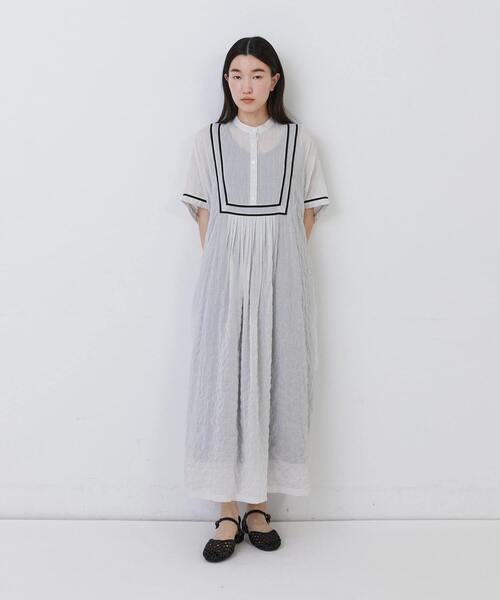 conges payes ADIEU TRISTESSE（コンジェ ペイエ アデュートリステス）の「コードトリミングコットンシャーリングワンピース（ワンピース・レディース・ホワイト系その他/ブルー系その他/グレー系その他・38）」の18枚目の写真