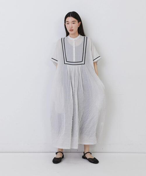 conges payes ADIEU TRISTESSE（コンジェ ペイエ アデュートリステス）の「コードトリミングコットンシャーリングワンピース（ワンピース・レディース・ホワイト系その他/ブルー系その他/グレー系その他・38）」の21枚目の写真