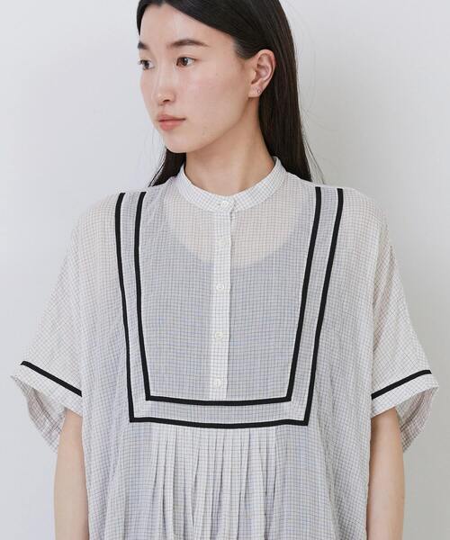 conges payes ADIEU TRISTESSE(コンジェ ペイエ アデュートリステス)の「コードトリミングコットンシャーリングワンピース(ワンピース・レディース・ホワイト系その他/ブルー系その他/グレー系その他・38)」の8枚目の写真