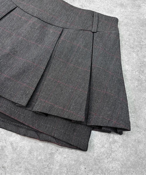 andwang プリーツスカート jiasecond.】プリーツチェックミニスカパン/ ボトムス スカート