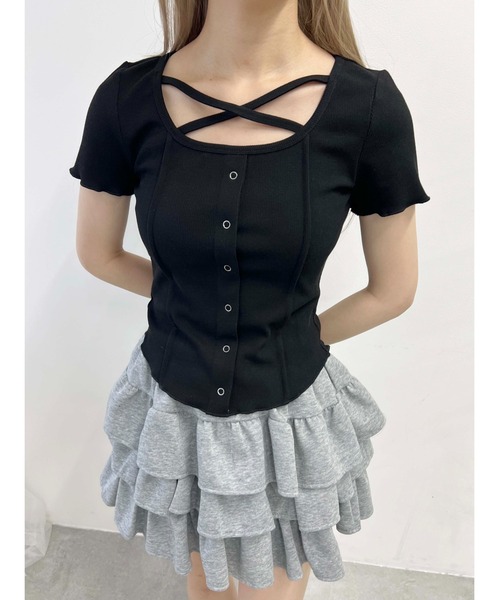 PHILLY（フィリー）の「【PHILLY】クロスデザインTシャツ（Tシャツ/カットソー・レディース・ブラック/グレー/ホワイト・FREE）」の8枚目の写真