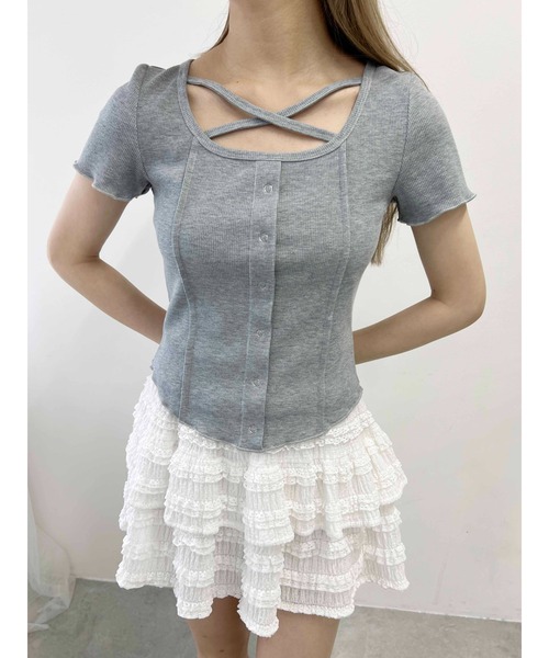 PHILLY（フィリー）の「【PHILLY】クロスデザインTシャツ（Tシャツ/カットソー・レディース・ブラック/グレー/ホワイト・FREE）」の15枚目の写真
