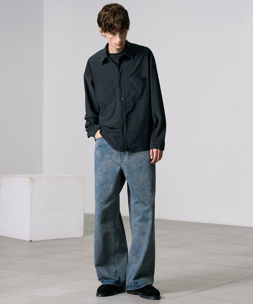 PUBLIC TOKYO（パブリックトウキョウ）の「Air tool lite cool リラックスロングスリーブシャツ（シャツ/ブラウス・メンズ・ブラック/オリーブ/ダークブラウン/ダークグレー・1/2）」の8枚目の写真