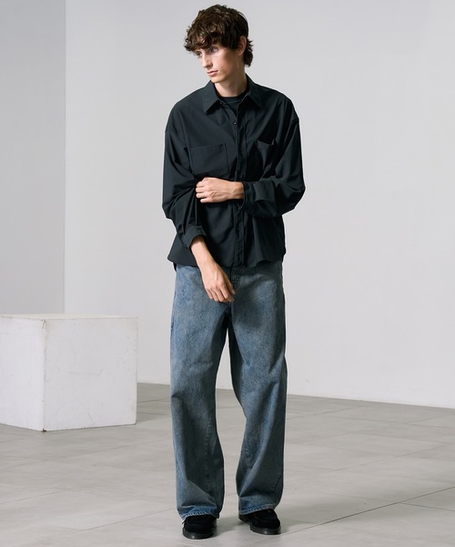 PUBLIC TOKYO（パブリックトウキョウ）の「Air tool lite cool リラックスロングスリーブシャツ（シャツ/ブラウス・メンズ・ブラック/オリーブ/ダークブラウン/ダークグレー・1/2）」の9枚目の写真