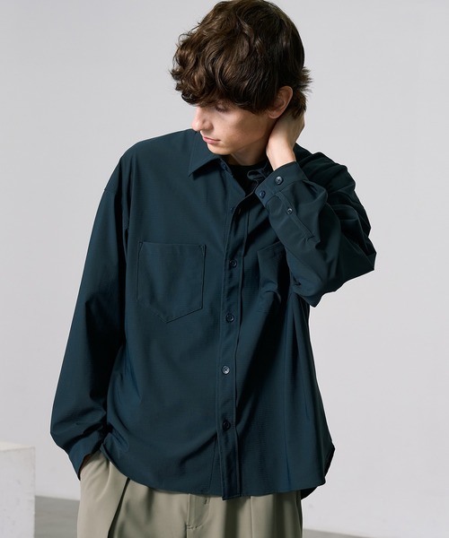 PUBLIC TOKYO（パブリックトウキョウ）の「Air tool lite cool リラックスロングスリーブシャツ（シャツ/ブラウス・メンズ・ブラック/オリーブ/ダークブラウン/ダークグレー・1/2）」の22枚目の写真