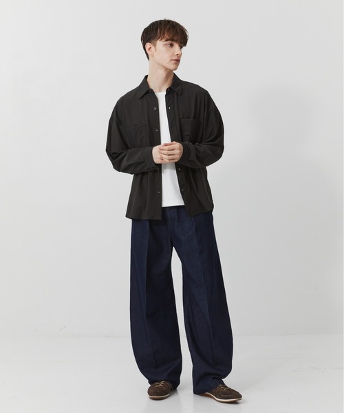 PUBLIC TOKYO（パブリックトウキョウ）の「Air tool lite cool リラックスロングスリーブシャツ  /ウォッシャブル/夏服/ストレッチ/伸縮性/通気性/防シワ性/UVカット/セットアップ（シャツ/ブラウス・メンズ・ブラック/オリーブ/ダークブラウン/ダークグレー・1/2）」の15枚目の写真