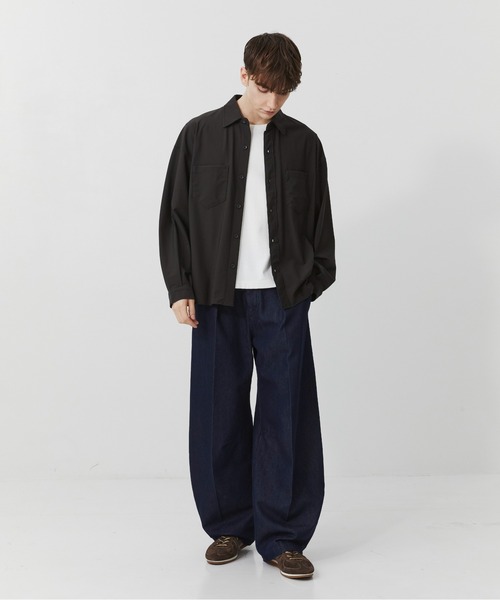 PUBLIC TOKYO（パブリックトウキョウ）の「Air tool lite cool リラックスロングスリーブシャツ  /ウォッシャブル/夏服/ストレッチ/伸縮性/通気性/防シワ性/UVカット/セットアップ（シャツ/ブラウス・メンズ・ブラック/オリーブ/ダークブラウン/ダークグレー・1/2）」の16枚目の写真